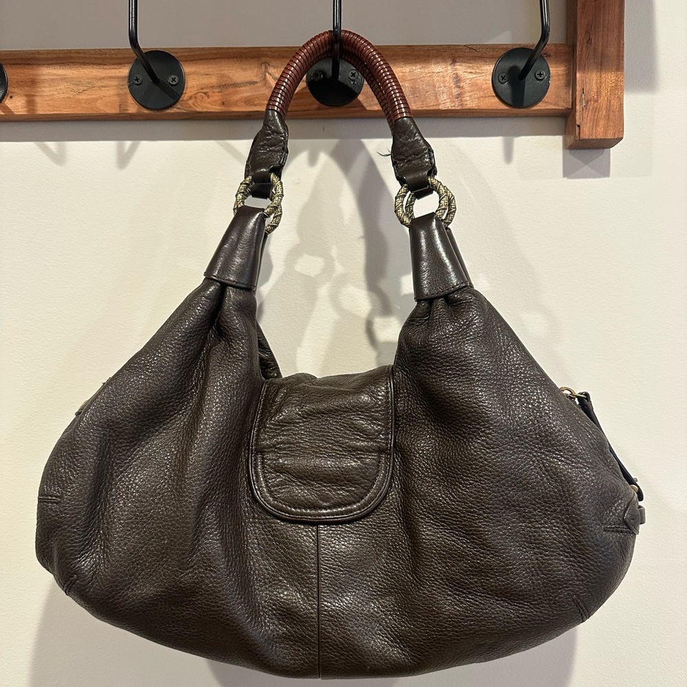 COLE HAAN HANDBAG SATCHEL Brown LEATHER HOBO ALISON PATCHWORK Vintage - Picture 5 of 13